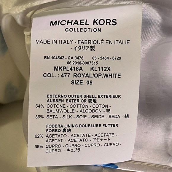 Michael Kors COLLECTION White with Blue Floral Tank Flounce Dress 8 NEW - Picture 10 of 12